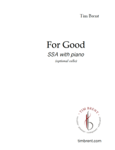 For Good (SSA) SSA choral sheet music cover